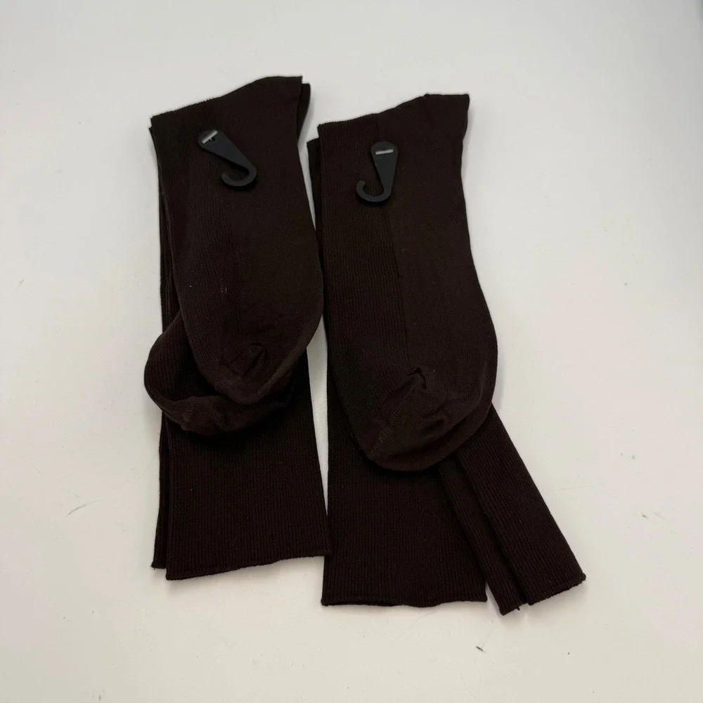 Vintage 70s Sears Men Brown Nylon Mid-Calf Dress Socks 2 Pair Made in USA